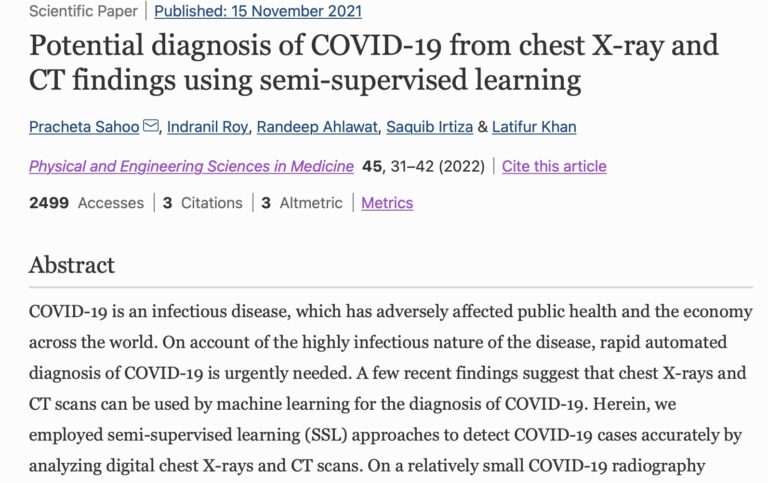 Telerapp Founders developed a new algorithm for COVID 19 diagnosis